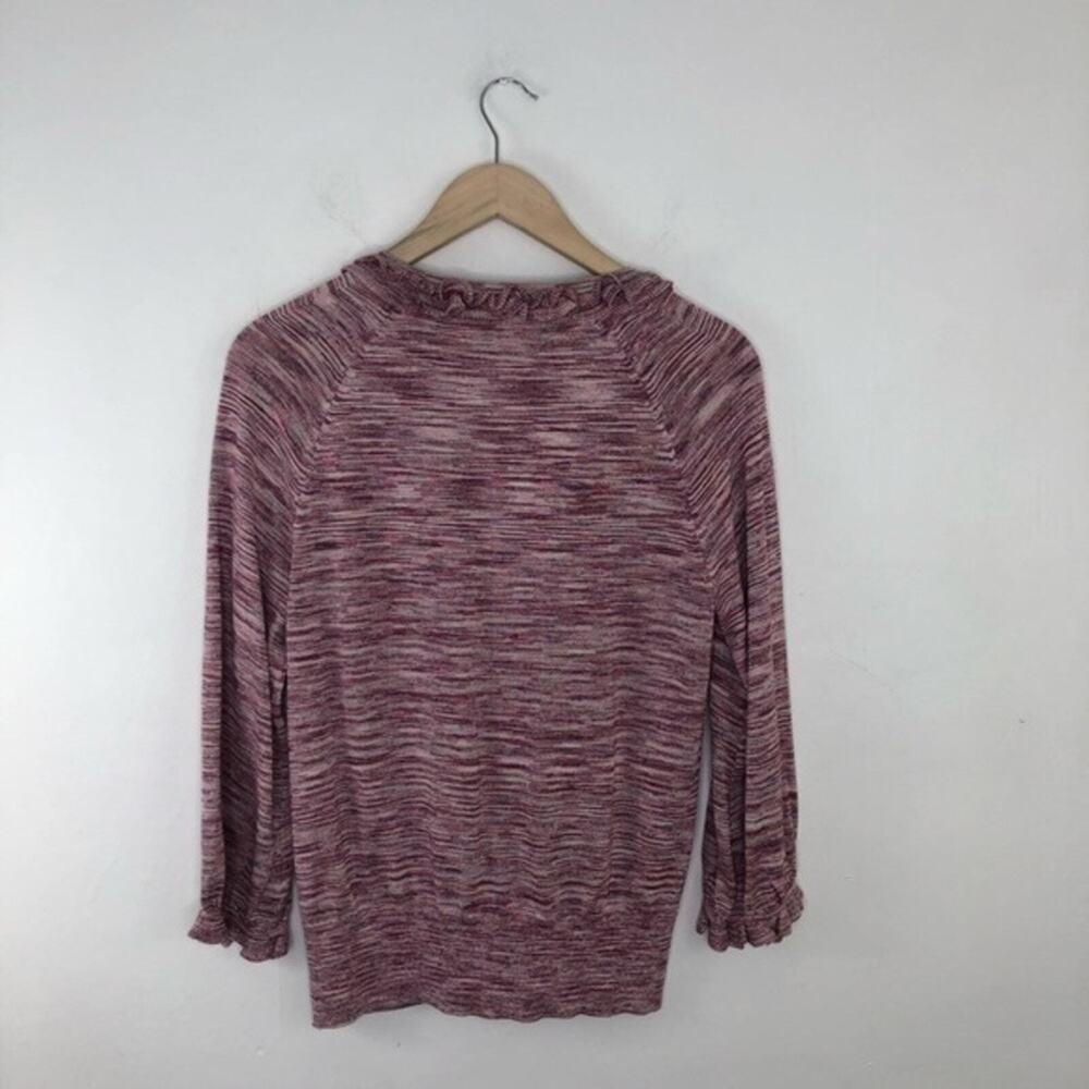 Magaschoni Silk Ruffle Metallic Cardigan Size Large - Picture 2 of 15